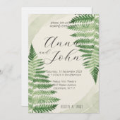 ミニマリストグリーンシダ結婚式招待状 招待状 (正面/裏面)