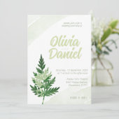 ミニマリストグリーンシダ結婚式招待状 招待状 (スタンド正面)