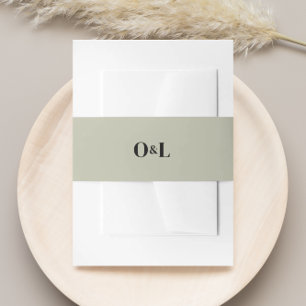 ミニマリストグリーンセージ モノグラム ウェディング 招待状ベリーバンド