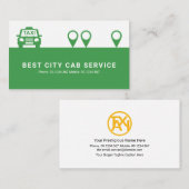 ミニマリストグリーンタクシーの場所アイコンCabドライバ 名刺 (正面/裏面)