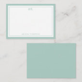 ミニマリストグリーンダブル縁どモノグラム ノートカード (正面/裏面)