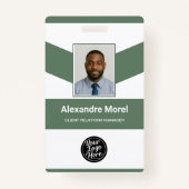 ミニマリストグリーンチェブロンプロフェッショナルネームタグ バッジ (正面)