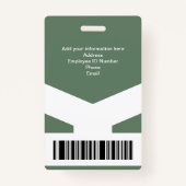 ミニマリストグリーンチェブロンプロフェッショナルネームタグ バッジ (裏面)