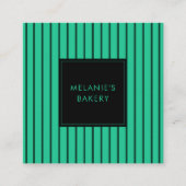 ミニマリストグリーントスカストライプベーカリーQRコード スクエア名刺 (正面)