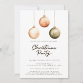 ミニマリストグリーンナチュラルオーナメントクリスマスパーティー 招待状 (正面)