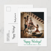 ミニマリストグリーンハッピーホリデーズフォトポストカード ポストカード (正面/裏面)