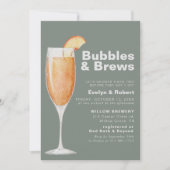 ミニマリストグリーンバブル&ブリュースブライダルシャワー 招待状 (正面)