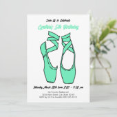ミニマリストグリーンバレエの誕生日パーティー招待状 招待状 (スタンド正面)