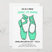 ミニマリストグリーンバレエの誕生日パーティー招待状 招待状 (正面/裏面)