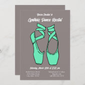 ミニマリストグリーンバレエダンス発表会招待状 招待状 (正面/裏面)