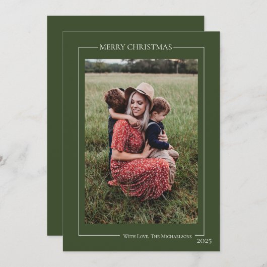 ミニマリストグリーンファミリーフォト シーズンカード (正面/裏面)