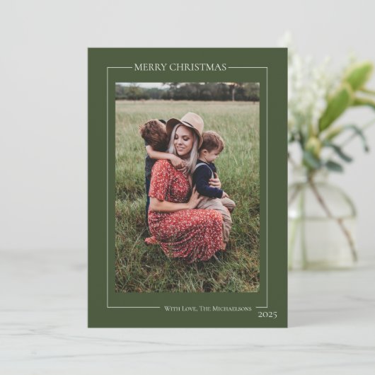 ミニマリストグリーンファミリーフォト シーズンカード (スタンド正面)