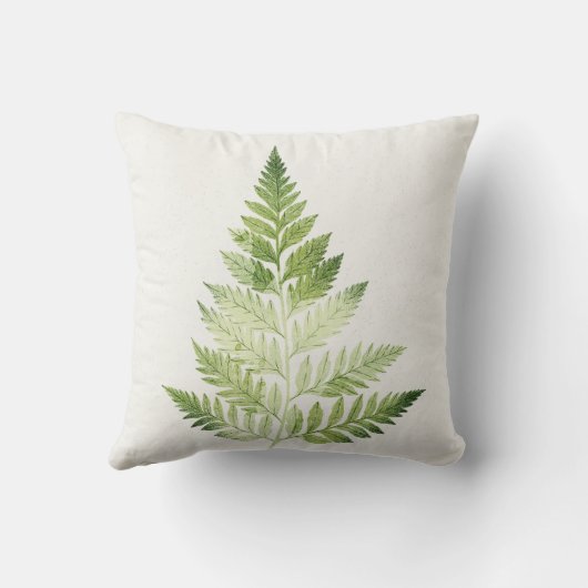 ミニマリストグリーンファーンボタニカルイラストレーション クッション (裏面)