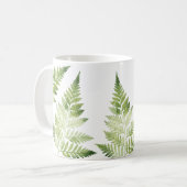 ミニマリストグリーンファーンボタニカルイラストレーション コーヒーマグカップ (正面左)