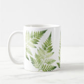 ミニマリストグリーンファーンボタニカルイラストレーション コーヒーマグカップ (左)
