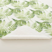 ミニマリストグリーンファーンボタニカルイラストレーション シェルパブランケット (3/4)