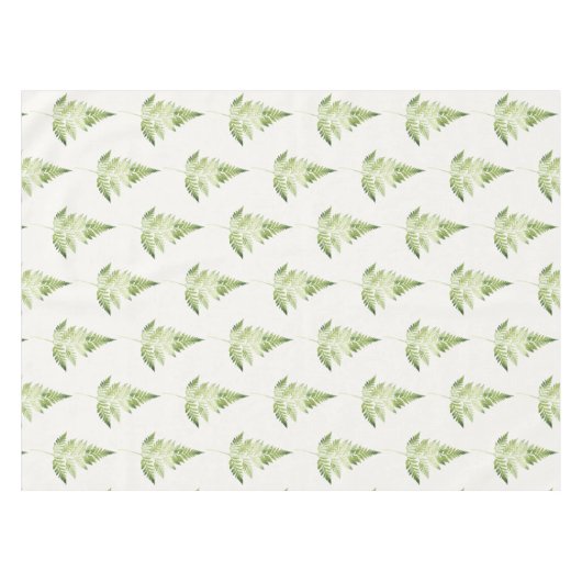 ミニマリストグリーンファーンボタニカルイラストレーション テーブルクロス (正面(横))
