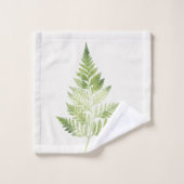 ミニマリストグリーンファーンボタニカルイラストレーション バスタオルセット (ウォッシュタオル)
