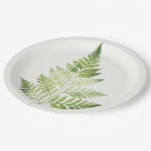 ミニマリストグリーンファーンボタニカルイラストレーション ペーパープレート (アングル)