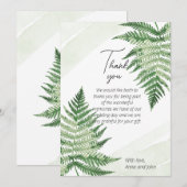 ミニマリストグリーンファーン結婚式感謝カード 招待状 (正面/裏面)