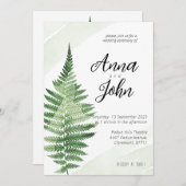ミニマリストグリーンフェアウェディング招待状 招待状 (正面/裏面)