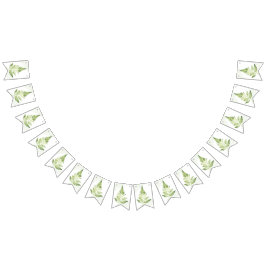 ミニマリストグリーンフェアンの結婚式看板 バンティングフラッグ