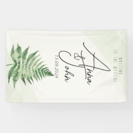 ミニマリストグリーンフェアンの結婚式看板 横断幕