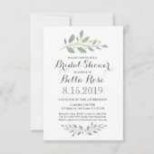 ミニマリストグリーンフラワー ブライダルシャワー招待状 招待状 (正面)