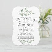 ミニマリストグリーンフローラブライダルシャワー招待状 招待状 (スタンド正面)