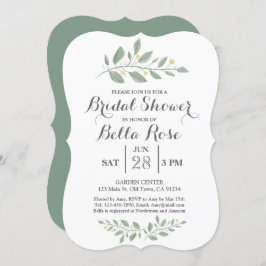 ミニマリストグリーンフローラブライダルシャワー招待状 招待状