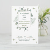 ミニマリストグリーンフローラ婚約招待状 招待状 (スタンド正面)