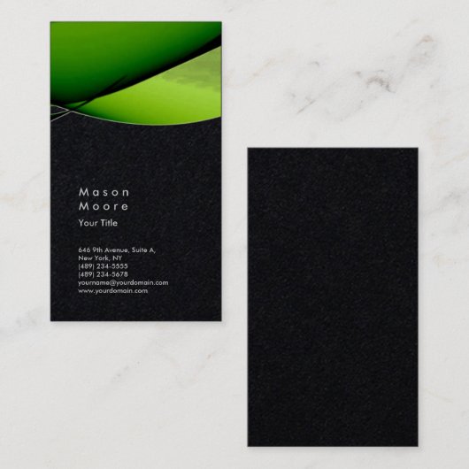ミニマリストグリーンブラックプレーンモダンプロフェッショナル 名刺 (正面/裏面)