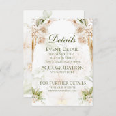 ミニマリストグリーンベージュ結婚フローラ詳細カード サンキューカード (正面/裏面)