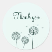 ミニマリストグリーンホワイトダンデリオンフラワーありがとう ラウンドシール (正面)