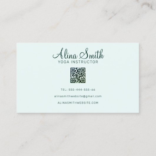 ミニマリストグリーンホワイトダンデリオンフラワーヨガ 名刺 (裏面)