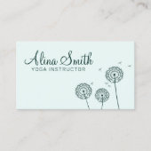 ミニマリストグリーンホワイトダンデリオンフラワーヨガ 名刺 (正面)
