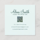 ミニマリストグリーンホワイトダンデリオンフラワーヨガQR スクエア名刺 (裏面)