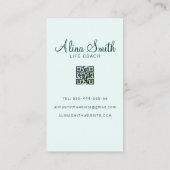 ミニマリストグリーンホワイトダンデリオンフラワーライフコーチ 名刺 (裏面)