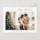 ミニマリストグリーンモダンファミリークリスマスホリデー ポストカード (正面)