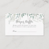 ミニマリストグリーンユーカリプタスオムツラッフルチケット エンクロージャーカード (正面)