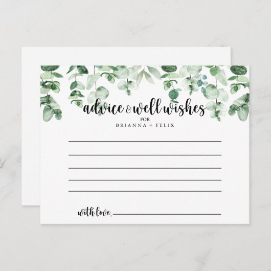 ミニマリストグリーンユーカリ結婚のアドバイスカード ポストカード (正面/裏面)