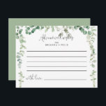 ミニマリストグリーンユーカリ結婚のアドバイスカード ポストカード<br><div class="desc">このミニマルな緑の結婚ユーカリのアドバイスカードはモダンの結婚に最適だ。このデザインは水彩手描き植物性エレガントユーカリの枝と葉を備え、幾何学的なフレームを飾る。これらのカードはs、結婚ブライダルシャワー、ベビーシャワー、卒業式パーティーなどに最適だ。新郎新婦の名前、両親または卒業生の名前でカードをパーソナライズ。</div>