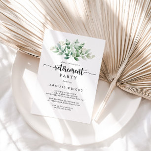 ミニマリストグリーンユーカリ退職パーティー 招待状