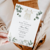 ミニマリストグリーンリーベビーガールシャワー招待状 招待状