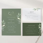 ミニマリストグリーンリー植物学結婚式招待状 招待状