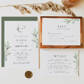 ミニマリストグリーンリー植物学結婚式招待状 招待状