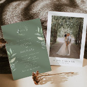 ミニマリストグリーンリー植物学結婚式招待状 招待状