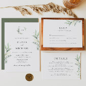 ミニマリストグリーンリー植物学結婚式招待状 招待状