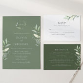 ミニマリストグリーンリー植物学結婚式招待状 招待状