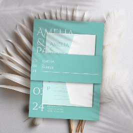 ミニマリストグリーン結婚式招待状 招待状ベリーバンド